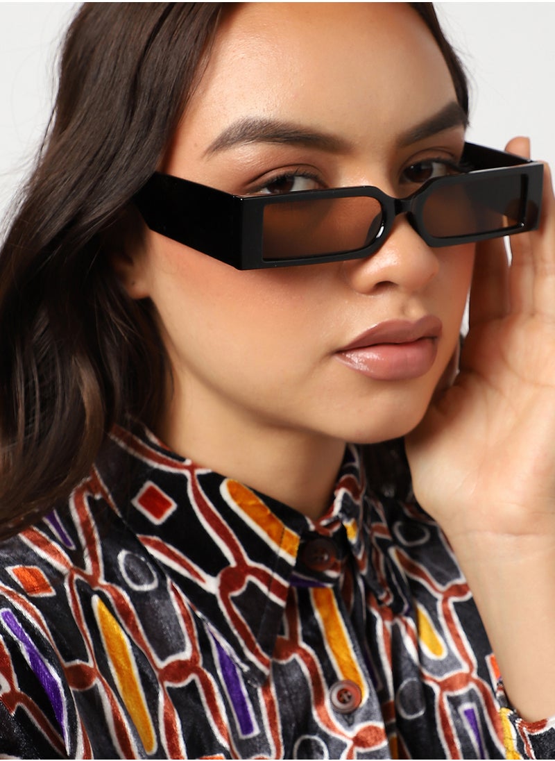 Haute Sauce Black Rectangular Sunglasses  - Image 2