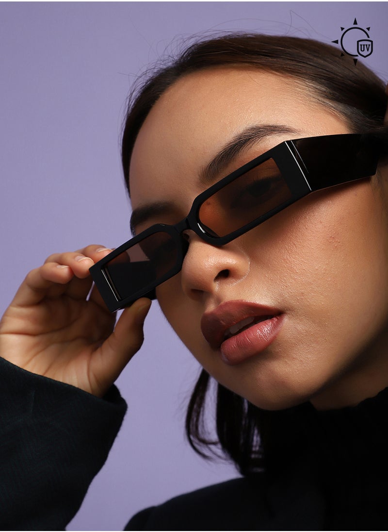 Haute Sauce Black Rectangular Sunglasses  - Image 3
