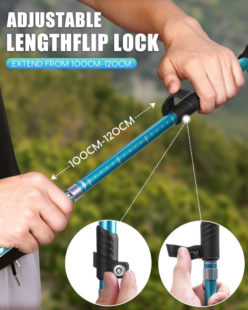 Covacure Hiking Poles Collapsible Trekking Poles - Aluminum Alloy 7075 Walking Sticks with Telescopic & Foldable Tri-fold Design Hiking Gear for Women Men, Camping, Climbing - Image 5