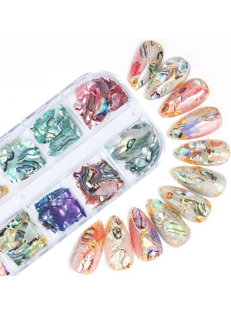 SYOSI Seashell Nail Art Sequins, 3D Irregular Nail Art Glitter Flakes Nail Art Decorations Colorful Manicure UV Gel Flake Nail Sequins (12 Colors) - Image 4