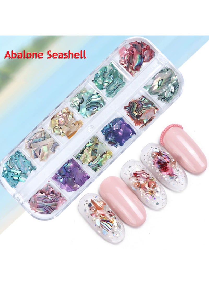 SYOSI Seashell Nail Art Sequins, 3D Irregular Nail Art Glitter Flakes Nail Art Decorations Colorful Manicure UV Gel Flake Nail Sequins (12 Colors) - Image 3