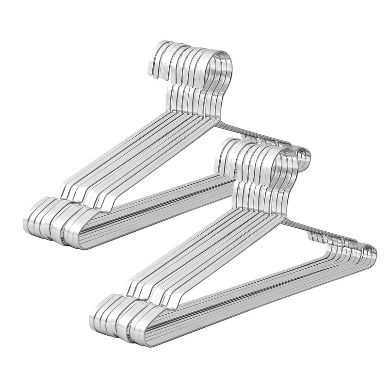 Jetdio 16.5" Heavy Duty Extra Wide Stainless Steel Coats Hangers, Strong Durable Metal Hanger for Heavy Garments, Sturdy Metal Rack for Shirts Jackets Trousers Pants Slack, 20 Pack, Silver - Image 1