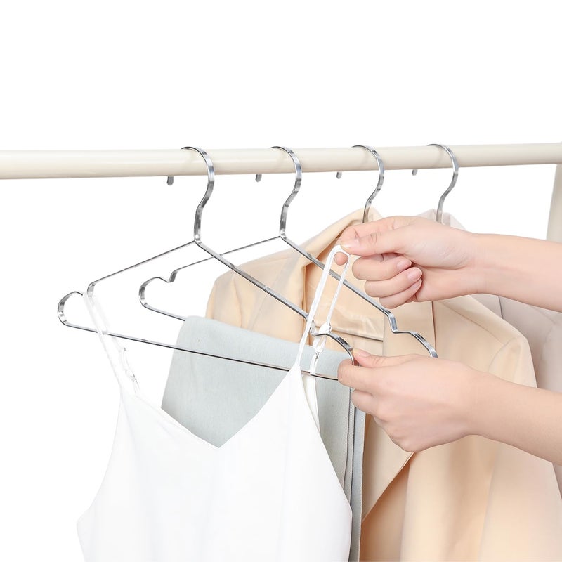 Jetdio 16.5" Heavy Duty Extra Wide Stainless Steel Coats Hangers, Strong Durable Metal Hanger for Heavy Garments, Sturdy Metal Rack for Shirts Jackets Trousers Pants Slack, 20 Pack, Silver - Image 3