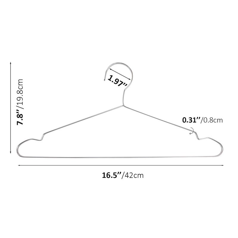 Jetdio 16.5" Heavy Duty Extra Wide Stainless Steel Coats Hangers, Strong Durable Metal Hanger for Heavy Garments, Sturdy Metal Rack for Shirts Jackets Trousers Pants Slack, 20 Pack, Silver - Image 2