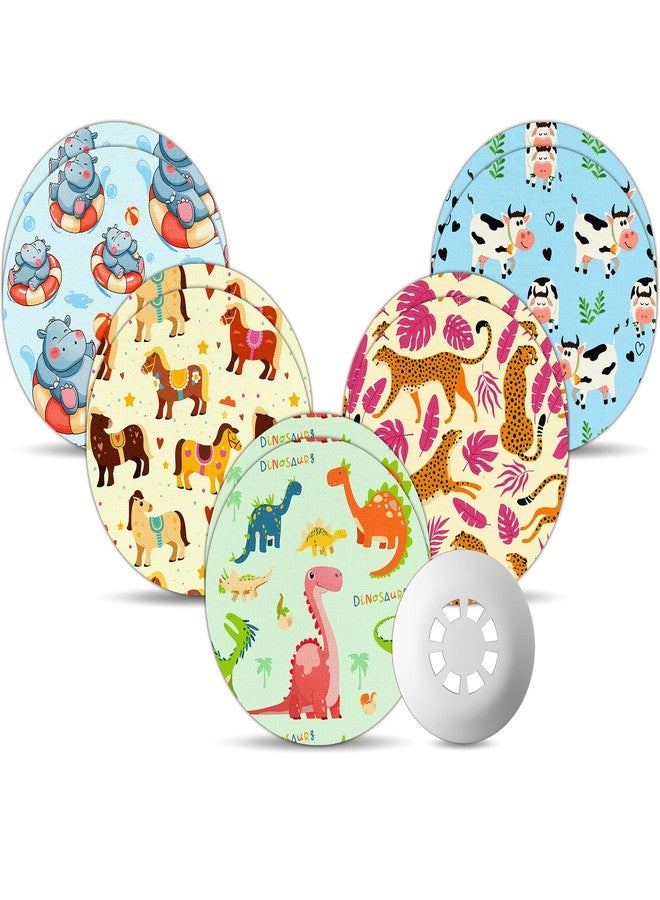 Amolyfe Libre 3 & Plus Sensor Covers Waterproof, 10 Pack Amolyfe Freestyle Libre 3 Covers, Bump-Proof with Hard Cap, Waterproof Breathable Medical CGM Adhesive Patches, 14-Day CGM Protection (Dinosaur) - Image 1