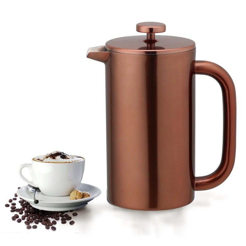 Highwin 8Cup Double Wall Insulated Stainless Steel French Coffee Press 32Ounce Durable Coffee Tea Maker with Stainless Steel Plunger Copper