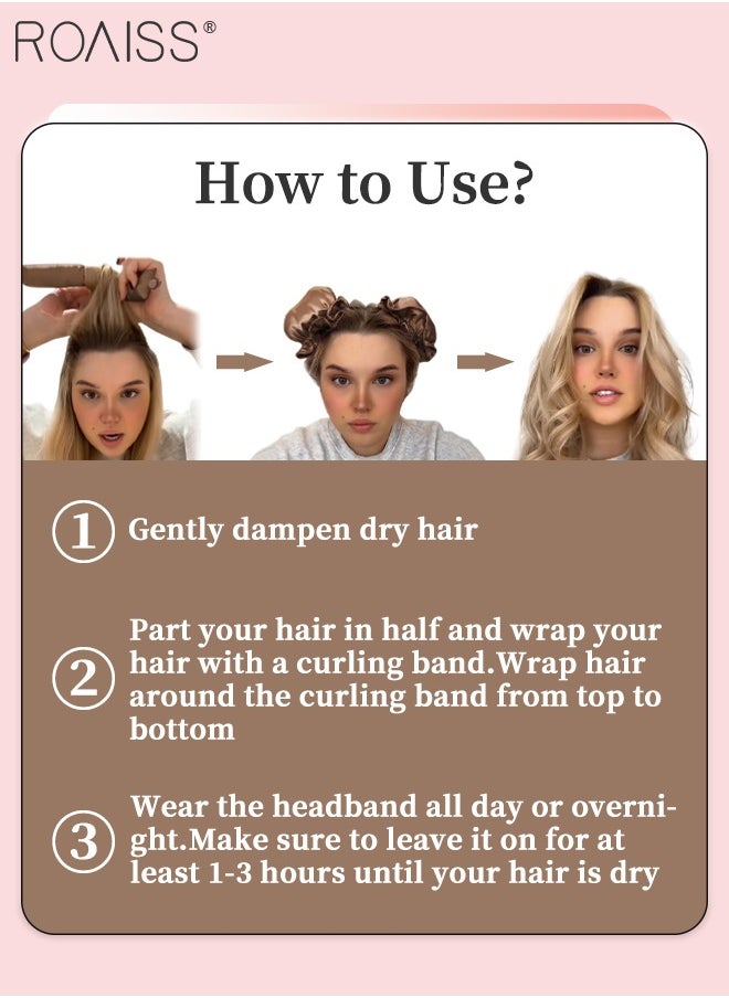 roaiss - 4 Pcs New Satin Heatless Hair Curler, Hair Rollers for Heatless Curls with Hair Caps, Soft Curling Rod Headband for Long Hair, Curling Set for Sleep in Overnight (Brown) - Image 1