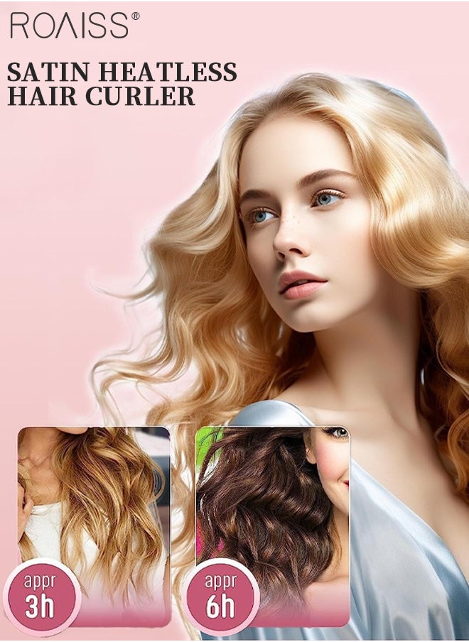 roaiss - 4 Pcs New Satin Heatless Hair Curler, Hair Rollers for Heatless Curls with Hair Caps, Soft Curling Rod Headband for Long Hair, Curling Set for Sleep in Overnight (Brown) - Image 1