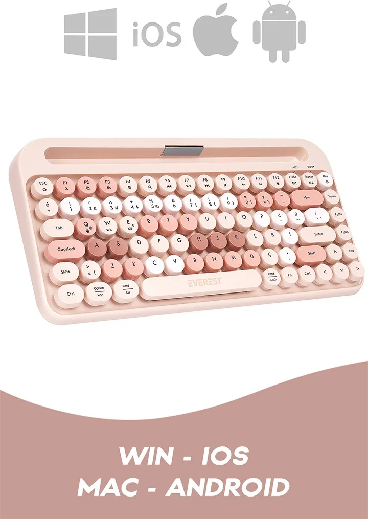 Everest K-98 Latte 2.4g+Bt1+Bt2 Mac Win Ios Android Multi-Device Wireless Bluetooth Keyboard