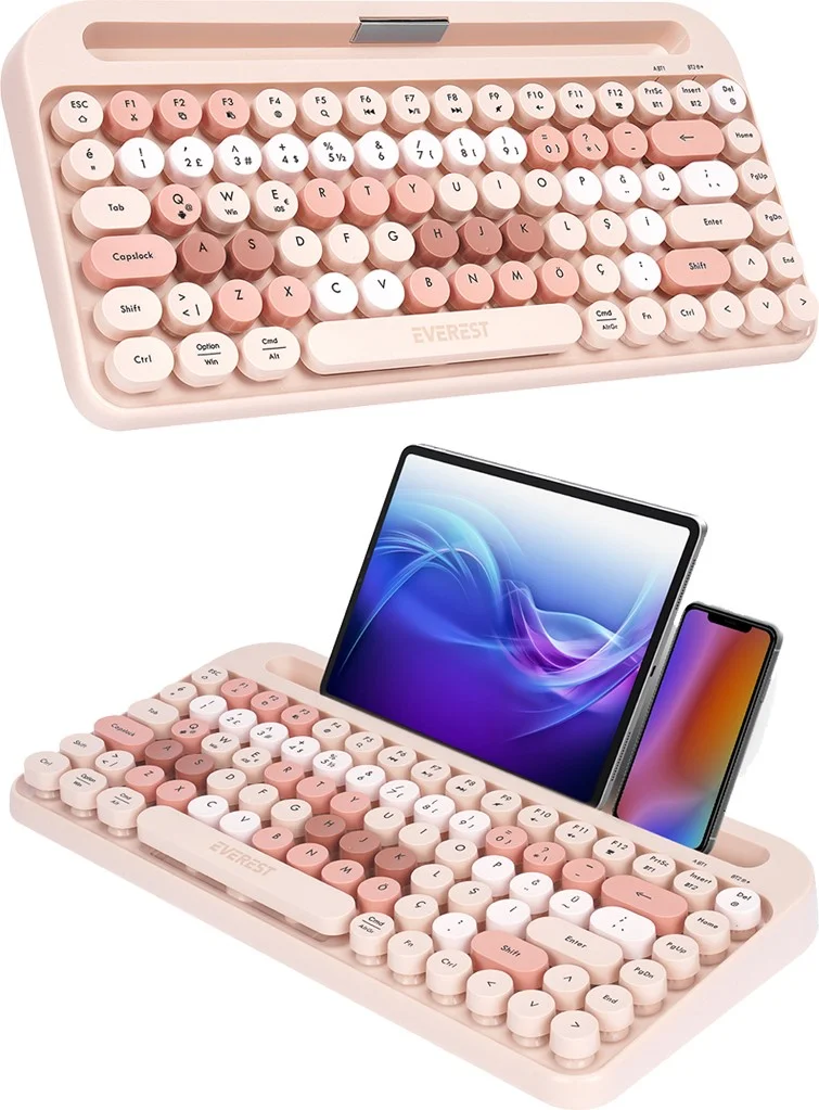 Everest K-98 Latte 2.4g+Bt1+Bt2 Mac Win Ios Android Multi-Device Wireless Bluetooth Keyboard