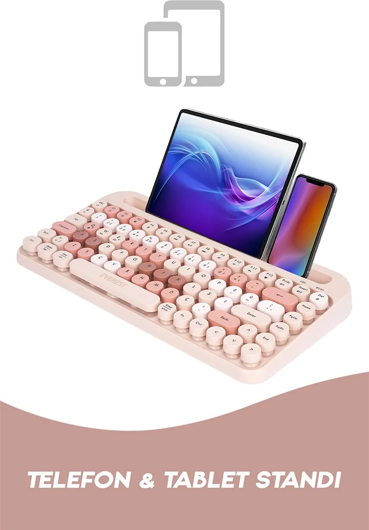 Everest K-98 Latte 2.4g+Bt1+Bt2 Mac Win Ios Android Multi-Device Wireless Bluetooth Keyboard