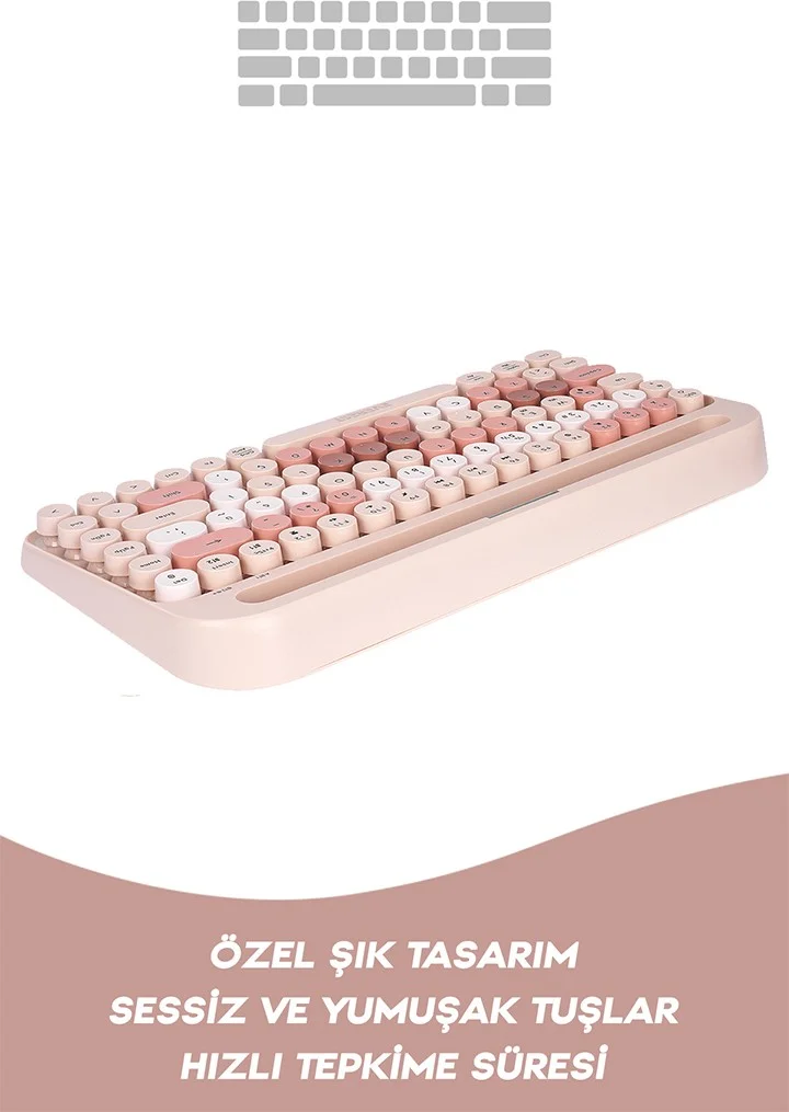 Everest K-98 Latte 2.4g+Bt1+Bt2 Mac Win Ios Android Multi-Device Wireless Bluetooth Keyboard