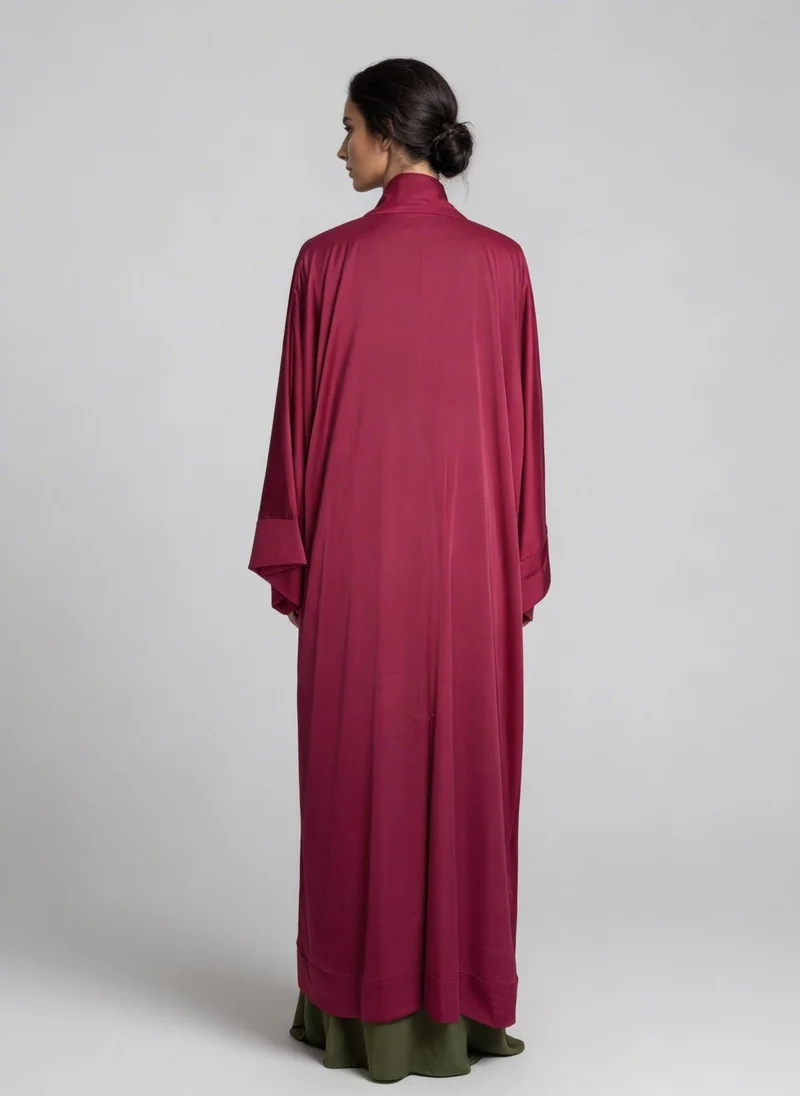 جانارا جونز Burgundy Satin Abaya Kaftan