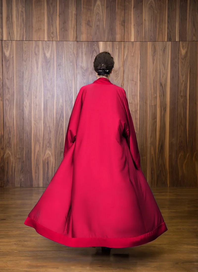 Janara Jones  Burgundy Satin Abaya Kaftan for Women | Best Price UAE