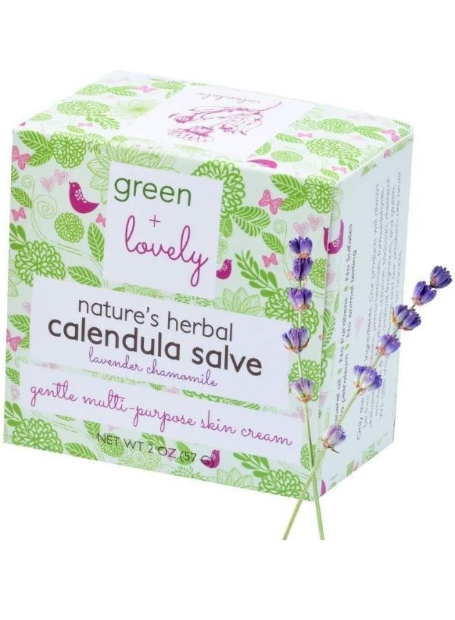 Green + Lovely GREEN+LOVELY NATURE'S HERBAL CALENDULA SALVE LAVENDER CHAMOMILE 57G - Image 1