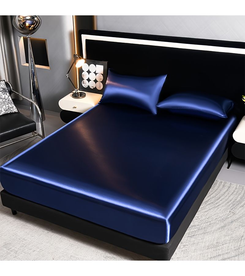 Luxury Satin Deep Purple Mattress Protector Solid Color Bed Cover Soft Comfortable Skin Friendly for Bedroom Guest Room All Seasons 59.06 by 78.74 Inches - Image 2