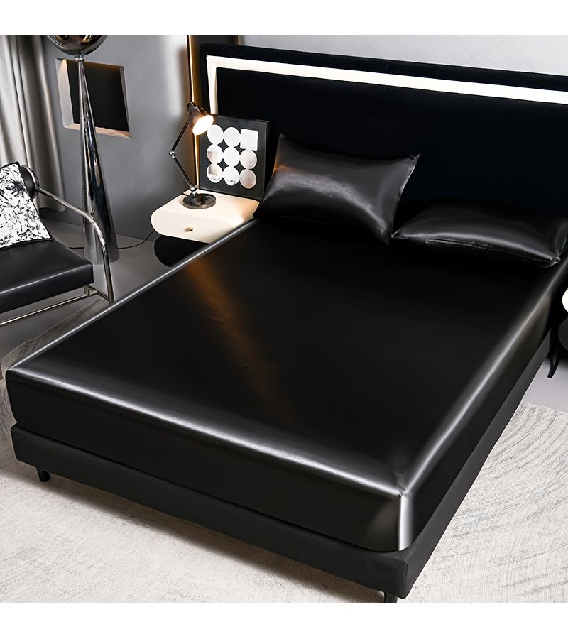Luxury Satin Deep Purple Mattress Protector Solid Color Bed Cover Soft Comfortable Skin Friendly for Bedroom Guest Room All Seasons 59.06 by 78.74 Inches - Image 4