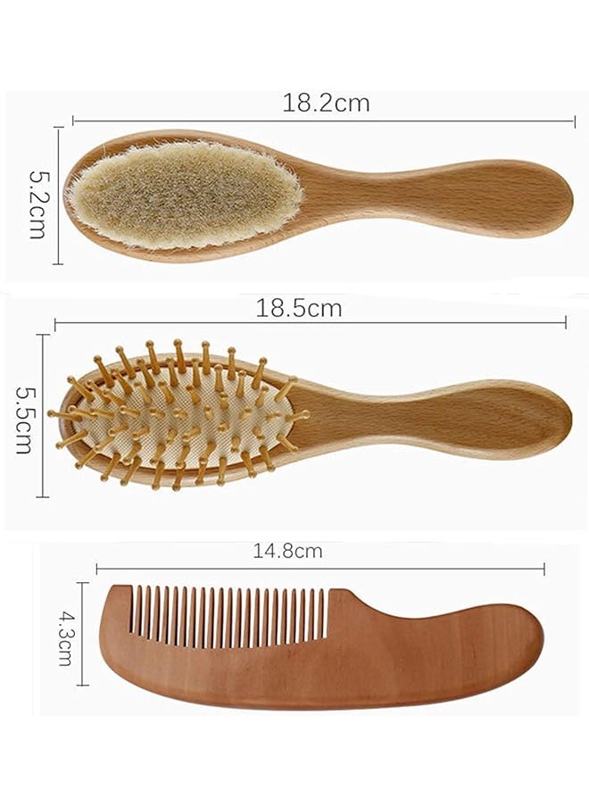 U-HOOME - Baby Hair Brush And Comb Set For Newborn Wooden Baby Hair Brush Set With Soft Goat Bristle Cradle - Image 1