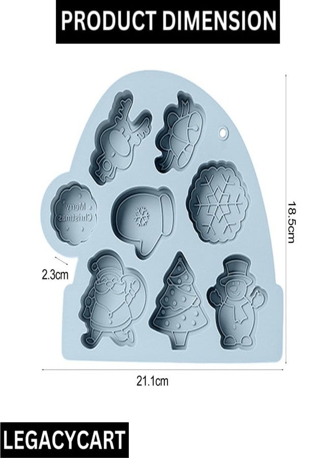 LEGACYCART Christmas Silicone Chocolate Mould Xmas Holiday Baking Mold Snowflake Christmas Tree Snowman Gingerbread Man Santa Claus Shape for DIY Candy Soap Candles Jello Cake Cookie Tray (Pack of 1) - Image 2