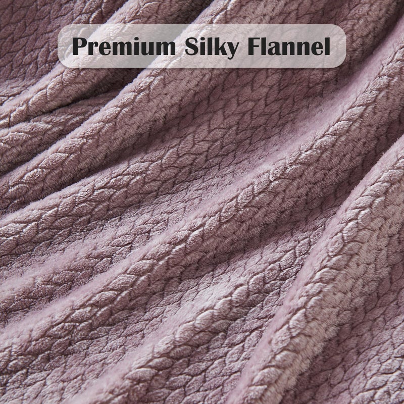NEWCOSPLAY Super Soft King Blanket Light Purple Premium Silky Flannel Fleece Leaves Pattern Lightweight Bed Blanket All Season Use (Light Purple, King(90"x110")) - Image 5