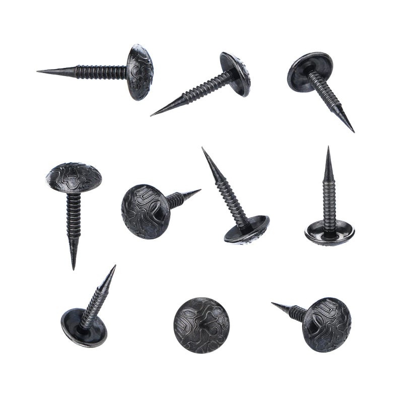 Homdire Upholstery Tacks With Small Head  5/16 Inch Vintage Furniture Tacks Nails For Upholstery  200Pcs Mini Decorative Nails With Threaded Leg  Sofa Tacks For Woods (Gray Black) - Image 1