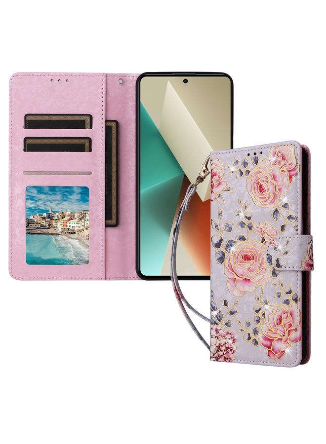 اس-توب جراب لهاتف Redmi Note 13 5G جراب هاتف جلدي مطلي بطبقة برونزية بتقنية RFID - Image 2