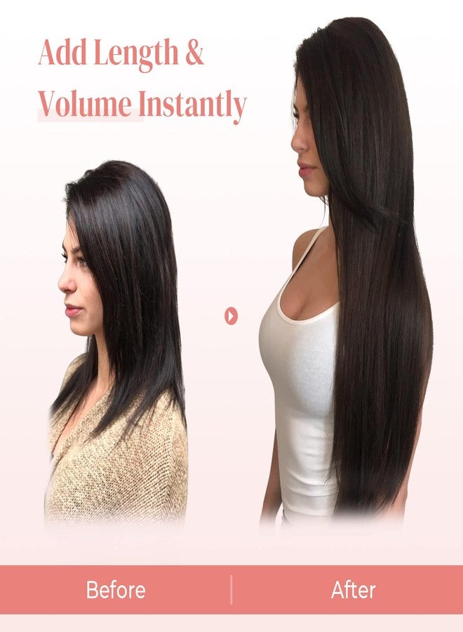 LONAI Clip in Hair Extensions, 6PCS 24" Long Black Brown with Highlight Straight Synthetic Clip On Hairpiece For Women Natural Hair For Daily Use Cosplay Party - Image 5