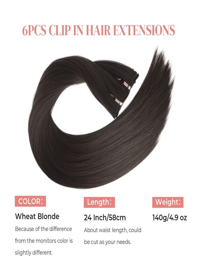 LONAI Clip in Hair Extensions, 6PCS 24" Long Black Brown with Highlight Straight Synthetic Clip On Hairpiece For Women Natural Hair For Daily Use Cosplay Party - Image 3