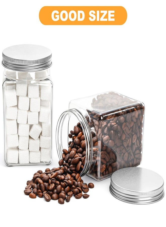Bekith 16 Pack Clear Plastic Jars with Lids, 16 OZ Wide-Mouth Refillable Storage Containers, Square Empty Plastic Storage Jars for Dry Food, Candy, Cookie, Peanut Butter, Honey - Image 5