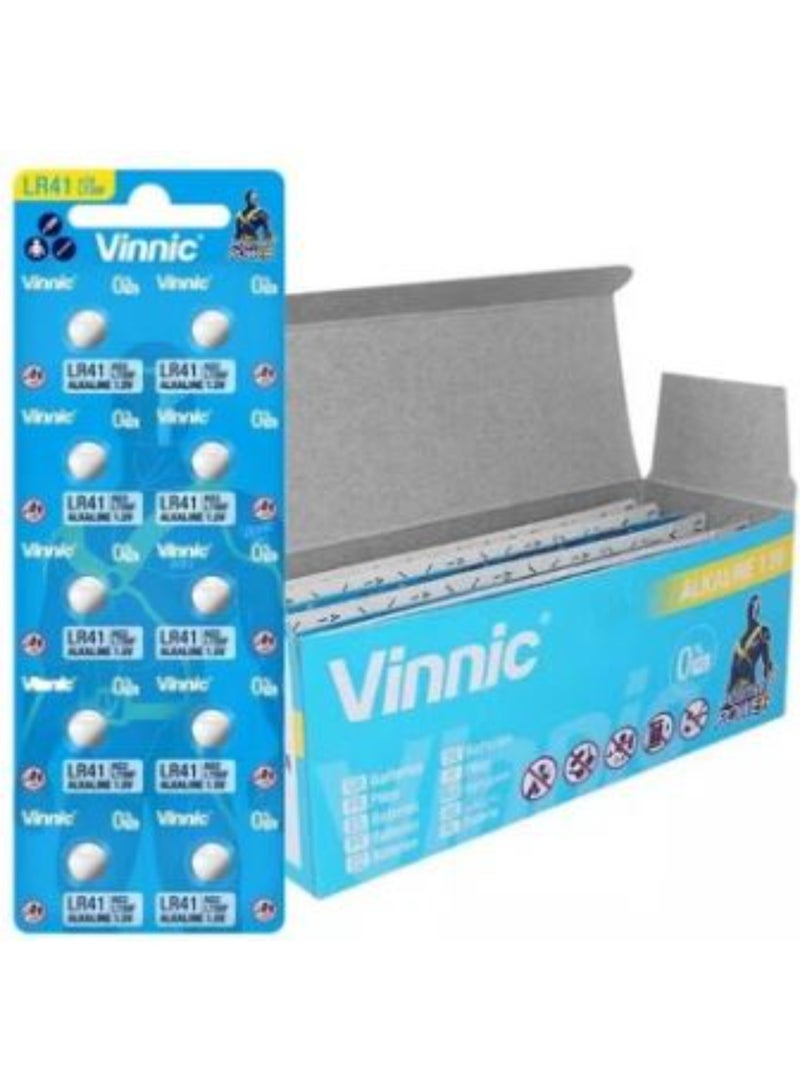 100-Pieces Vinnic AG3 (L736F) (LR41) Alkaline 0%Hg 1.5V Batteries
