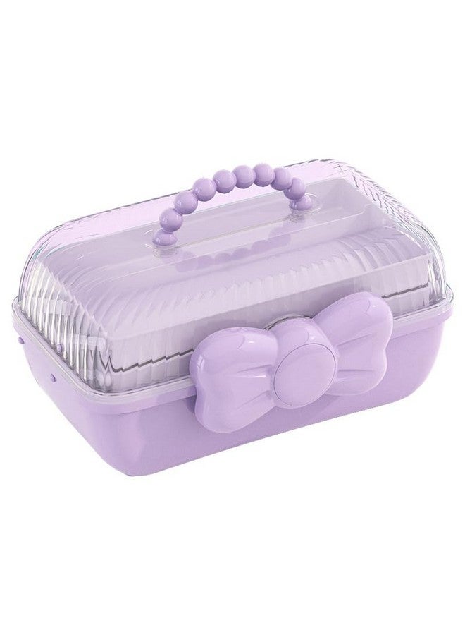 HoopVool Hair Accessories Organizer Box, Hair Ribbon Storage Box Ribbon Box Multi-Purpose 3 Layer Organizer with Handles for Nail Hair Accessories Sewing Supplies Makeup Art Supplies (Purple) - Image 1
