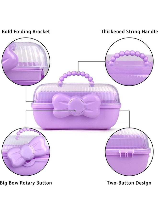 HoopVool Hair Accessories Organizer Box, Hair Ribbon Storage Box Ribbon Box Multi-Purpose 3 Layer Organizer with Handles for Nail Hair Accessories Sewing Supplies Makeup Art Supplies (Purple) - Image 5
