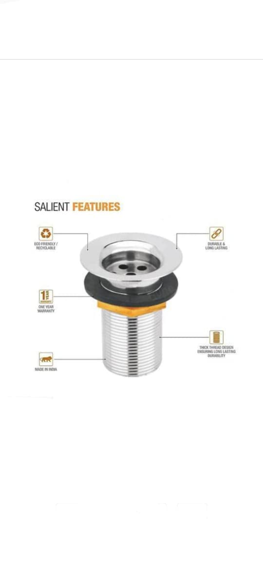 STAINLESS STEEL HEAVY WASTE COUPLING 4 FOR WASH BASIN - Image 2