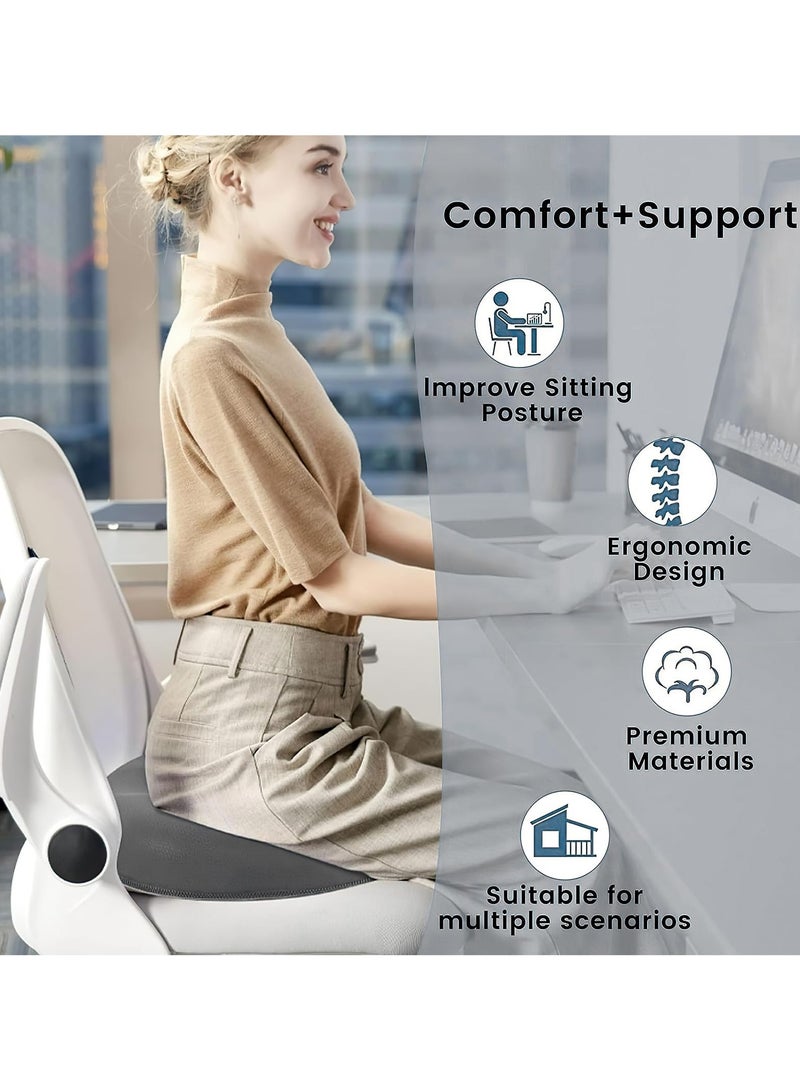 Premium Orthopedic Coccyx Seat Cushion - Memory Foam Ergonomic for Tailbone, Sciatica, Low Back Pain Relief, Pressure Relief for Car Seat, Office Chair and Wheelchair, Gaming Chair Seat (Grey)