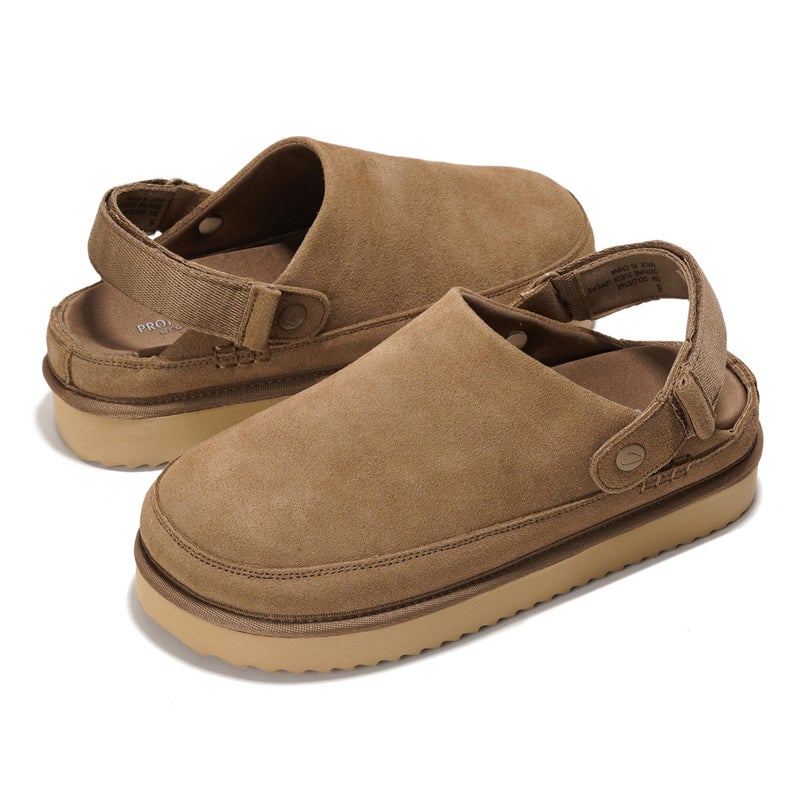 Project Cloud 100% Genuine Leather Clogs for Women - Memory Foam Womens Clogs & Mules with Adjustable Straps - Lightweight Platform Shoes Non-Slip Slides (Goldstar, KHAKSUEDE,6) - Image 2