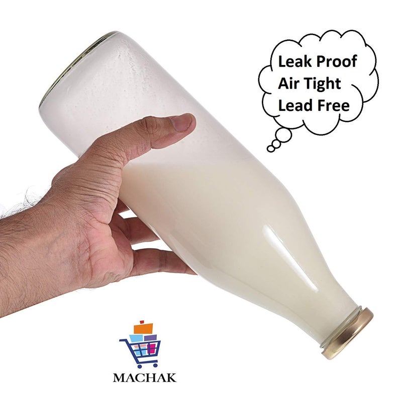 Machak Decal Glass Water Bottle For Fridge 1 litre, Assorted (Set of 2) - Image 5