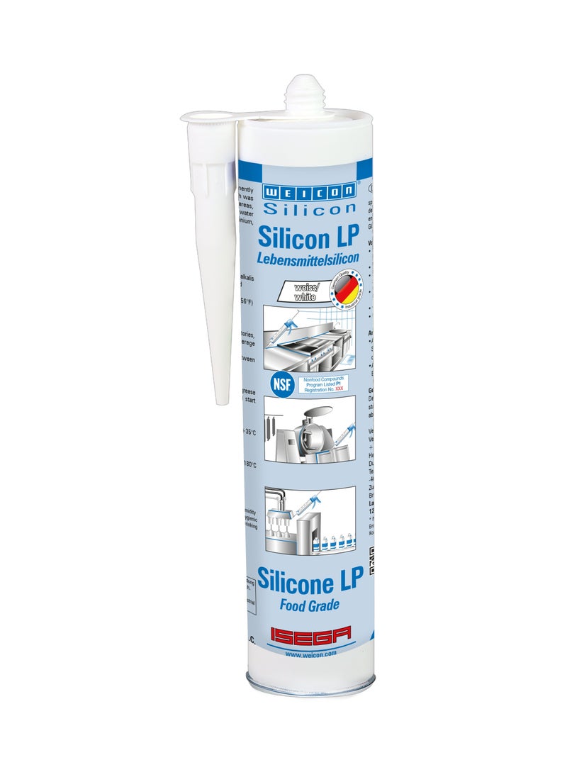 Weicon - WEICON Silicone LP | 310 ml | white | Cartridge | Permanently elastic adhesive and sealant - Image 1