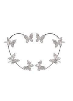 Butterfly Ear Cuff Earrings for Women No Piercing Butterfly Ear Clip Wrap Around Fake Earrings Ear Wrap Crawler Rhinestone Wrap Earrings for Girls