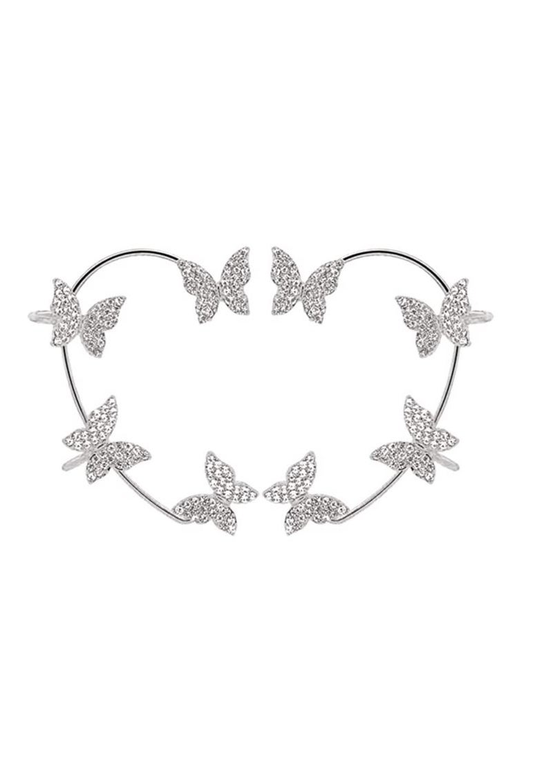 Generic - Butterfly Ear Cuff Earrings for Women No Piercing Butterfly Ear Clip Wrap Around Fake Earrings Ear Wrap Crawler Rhinestone Wrap Earrings for Girls - Image 1