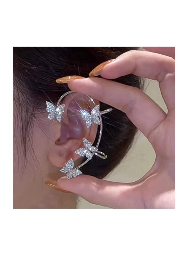 Generic - Butterfly Ear Cuff Earrings for Women No Piercing Butterfly Ear Clip Wrap Around Fake Earrings Ear Wrap Crawler Rhinestone Wrap Earrings for Girls - Image 1