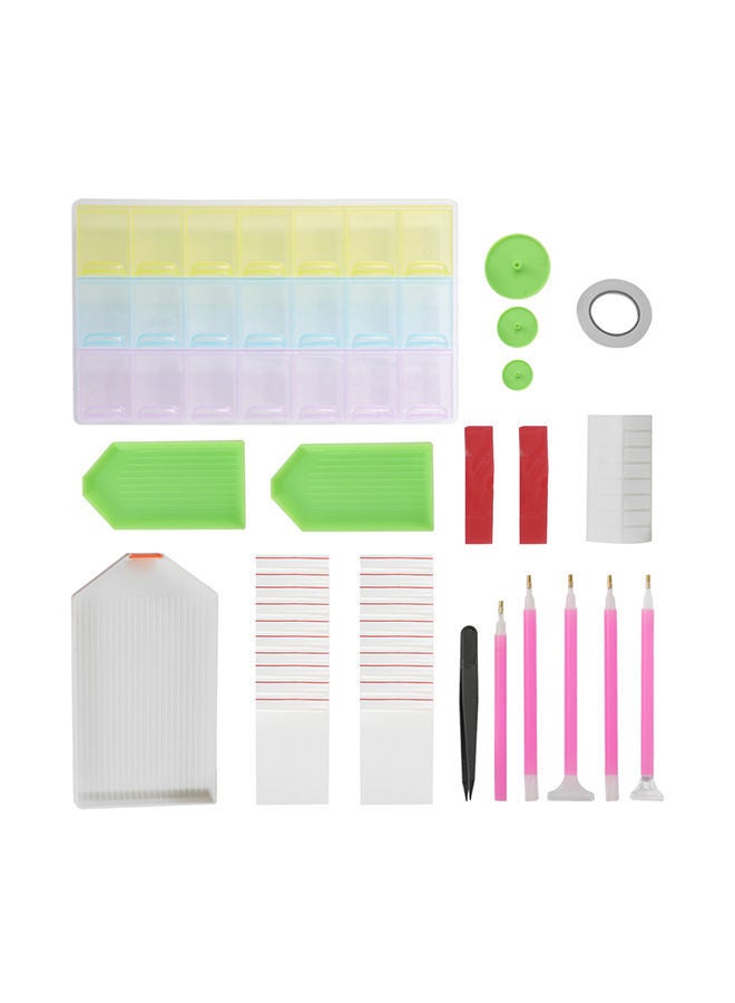 NIBEMINENT 37-Piece 5D Diamond Painting Tool Kit Multicolour 20 x 15centimeter