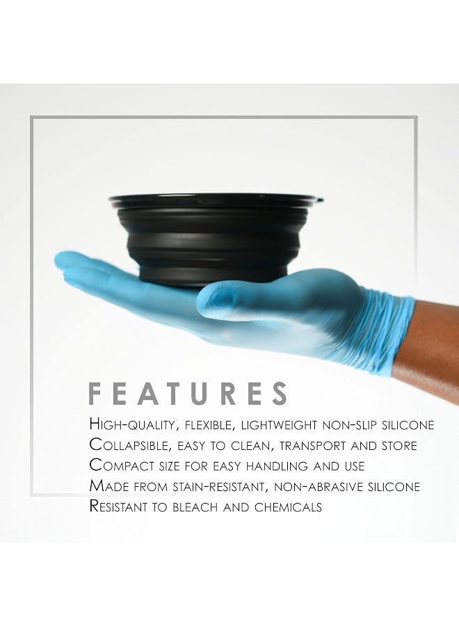 L3 وعاء صبغة قابل للطي من المستوى 3 - للاستخدام في الخلط، والتلوين، وجميع احتياجات الصبغ - مقاوم للتبييض والمواد الكيميائية - حجم مدمج للاستخدام السهل (أسود) - Image 2