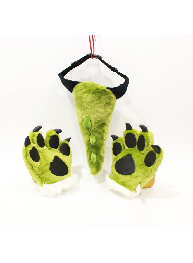 Zoo Tiger Tail Lion Hair Band Dinosaur Plush Toy Giraffe Gloves Panda Paw Child Props-Color:Yellow Tiger Hairband  - Image 5