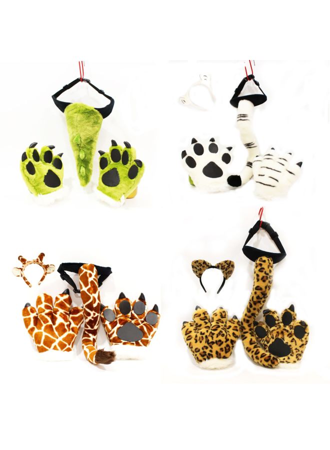 Zoo Tiger Tail Lion Hair Band Dinosaur Plush Toy Giraffe Gloves Panda Paw Child Props-Color:Yellow Tiger Hairband  - Image 2