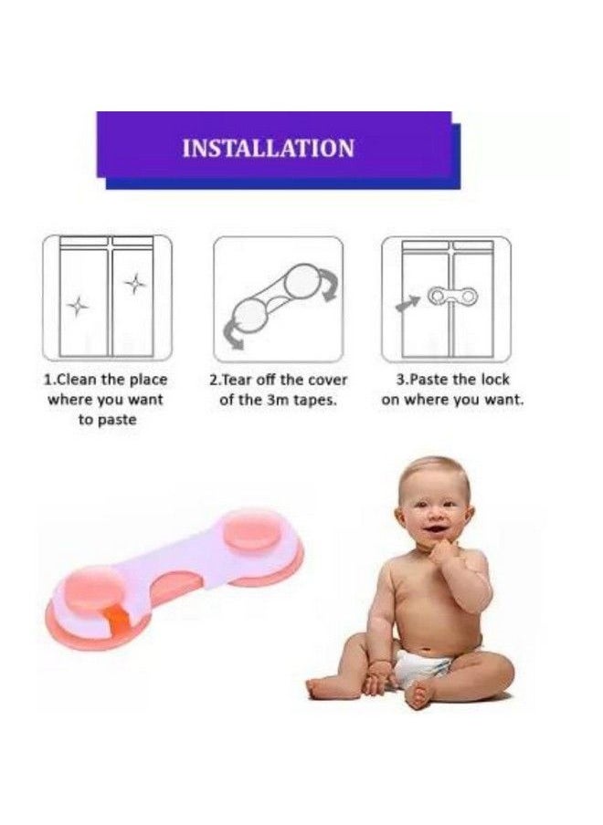 FreshDcart - Fdca477 Baby Safety Plastic Cabinet Locks ; Baby Proofing Cabinet Locks ; No Tool Or Drilling Needed With Super Strong Multipurpose Locks Cabinets Oven.(Multicolour Set Of 2) - Image 1
