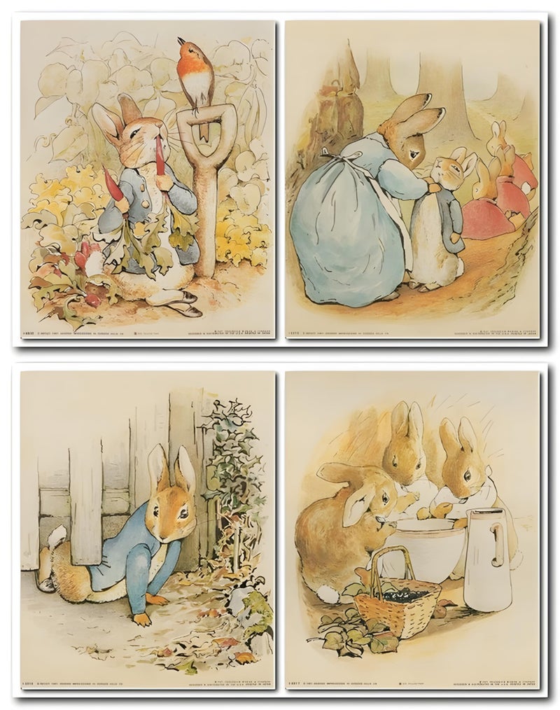 Impact Posters Gallery The Tale of Peter Rabbit Beatrix Potter Kids Room Four Set 8x10 Wall Decor Art Print Poster - Image 1