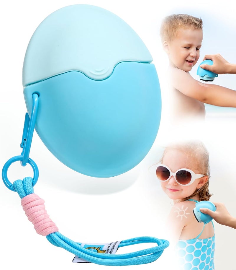 KYHDIYA Sunscreen Applicator For Kids Adults  Families  BPA Free  Refillable Sunblock Buddy Brush Set with Protective Caps Sun Lotion Applicator Sun Cream Brush Blue - Image 1