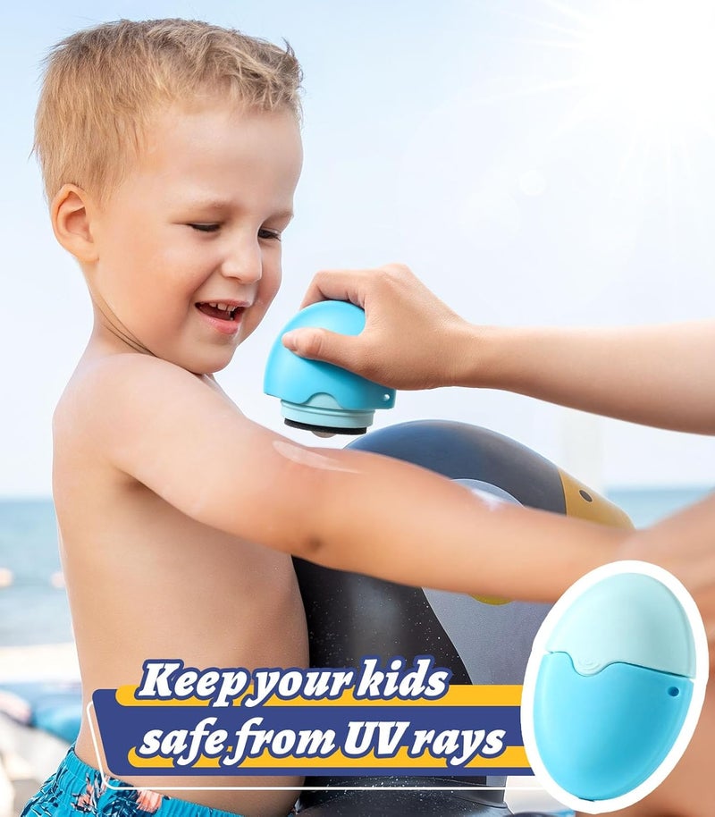 KYHDIYA Sunscreen Applicator For Kids Adults  Families  BPA Free  Refillable Sunblock Buddy Brush Set with Protective Caps Sun Lotion Applicator Sun Cream Brush Blue - Image 5