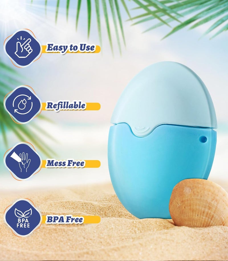 KYHDIYA Sunscreen Applicator For Kids Adults  Families  BPA Free  Refillable Sunblock Buddy Brush Set with Protective Caps Sun Lotion Applicator Sun Cream Brush Blue - Image 2