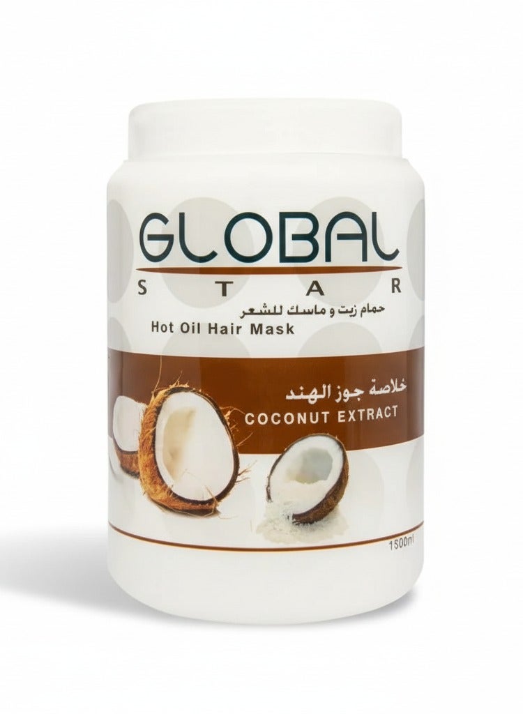Global Star قناع شعر زيت جوز الهند الساخن من جلوبالستار 1500 مل - Image 1